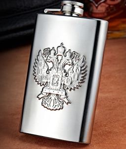 Bình inox đựng rươu mini dung tích 250ml phong cách nga logo đại bàng