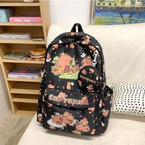 DORADO Lightweight Capybara Backpack Cartoon Water Repellent Capybara School Bag Trendy Large Capacity Students Schoolbag Girls