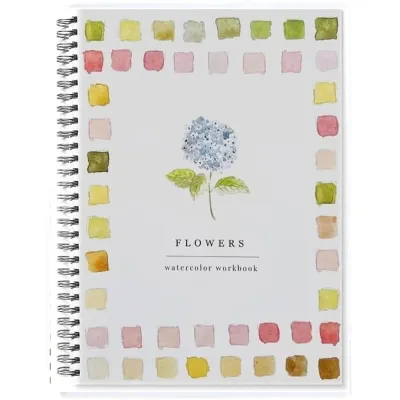 NOONOR Beginner-Friendly Watercolor Workbook With Color Palette with Paint Brush 12 Colors Watercolor Paint Set Portable Watercolor Paint Book for Kids Adults Teens