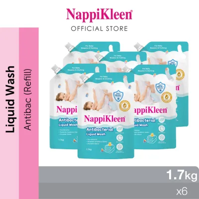 [Carton Sale] Nappikleen Anti-Bacterial Baby Liquid Wash Refill Pouch 1.7kg x 6pcs