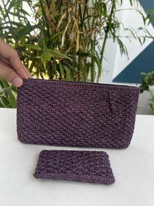 Combo Ví 2hand dài nữ và ví nhỏ Vải đính cườm handmade Nhật cực đẹp -T819