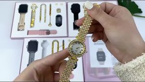 【MY Stock】A58 Plus Smart Watch 6 IN 1 Health Monitor Bluetooth Watch Diamond Jewelry Gift Set