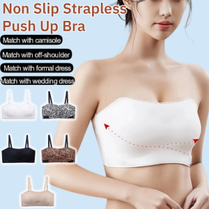 Invisible Strapless Bra Non Slip Seamless Brassiere Push Up Anti Sagging Ice Silk Fabric Lightweight Comfort Fit