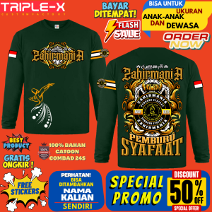 KAOS ZAHIRMANIA LENGAN PANJANG UKURAN ANAK DAN DEWASA"FREE STIKER"