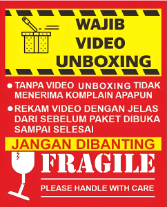 STICKER VIDEO UNBOXING / WAJIB VIDEO UNBOXING (isi 100 pcs) size 5 x 8 cm GLOSSY