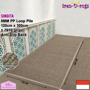 Tren-D-rugs Karpet motif polos sajadah sejadah masjid salur stripes alas sholat mushola roll gulungan panjang shaf tebal minimalis anti slip 120 cm x 300 cm - NMs