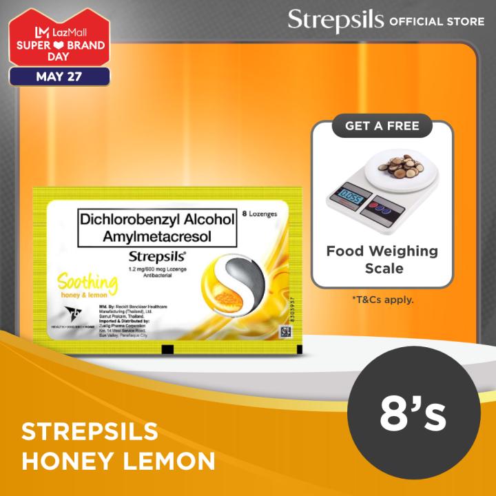 Strepsils Soothing Honey & Lemon Medicine Lozenges Pack of 8s for Sore Throat and Itchy Throat