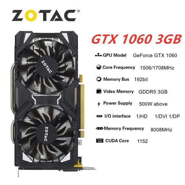 GTX1060 3GB GTX1060 3GB ZOTAC GTX 1060 6GB Graphics Card GTX 1060-6GD5  Video Cards GPU Desktop PC Computer Game Screen Map RTX 2060 GTX 750 950  Videocar | Lazada PH