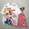 Set Đồ Bộ In Hình Chú Báo Hồng- the pink panther cartoon 3D Cute DB45-Lapi VN Áo+ Quần Đùi Vải Thun Cotton Thoáng Mát. 