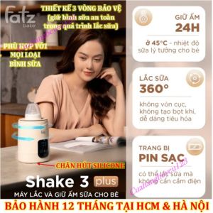 Shake 3 Plus - Máy lắc và giữ ấm sữa Fatzbaby tích pin sạc Fatz FB3920BK