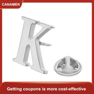 【CANAMEK 】 High Quality Classic Style Silver Letter A-Z Metal Brooch Women Mens Lapel Pin Womens Hat Scarf Backpack Badge Jewellery