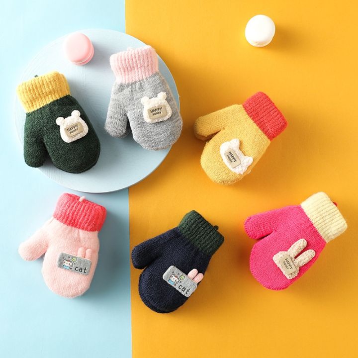 Knitted Gloves Baby Girl Winter Mittens Knitted Mittens Snow