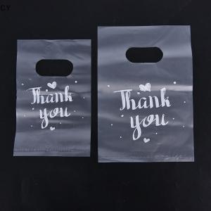 GY🌠🌠🌠 100Pcs Mini Thank you Plastic Gift Bags Wedding Candy Bags Shopping Carrier Bags