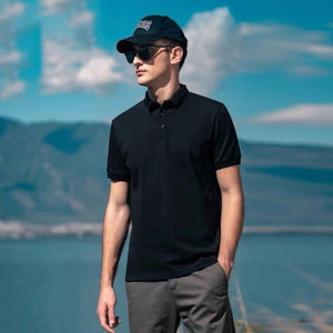 Korean Style Striped Texture Short Sleeve Polo Shirt For MenLapel Collar Loose Casual Tops