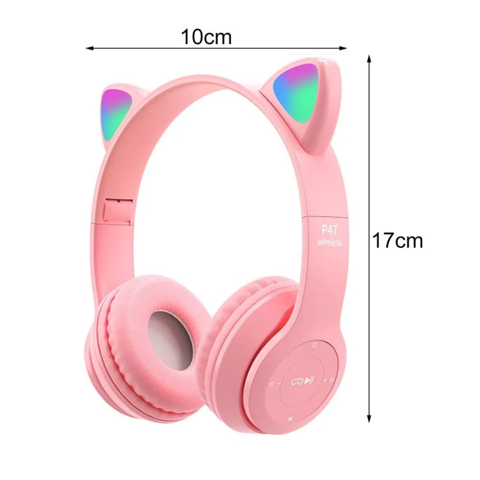 Cat Ear Cute Bluetooth Headphone RGB Lights Wireless Headset