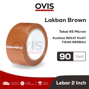 Lakban Isolasi 2 Inch x 90 Yard Coklat Dan Putih Bening Transparan