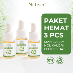 Nutiver | Paket Stevia isi 3 pcs | Nutiver Stevia Drop | Stevia Nutiver | Stevia Liquid | Natural Sweetener | Pemanis Alami | Pengganti Gula