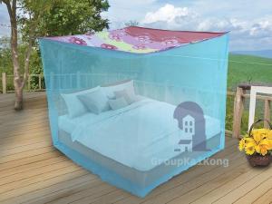 มุ้งไนล่อนกาง 4 หู ตราซากุระ ขนาด 9 ฟุต มุ้งหลังคาพิมพ์พิมลายดอกไม้ พิเศษแถมเชือกไนล่อนสำหรับผูกมุ้ง  gk99