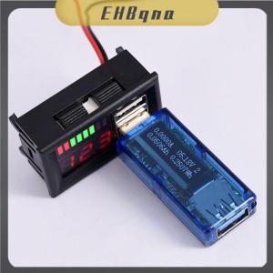 EHBqna เครื่องวัดระดับแบตเตอรี่ Car12V แรงดันไฟฟ้าและจอแสดงพลังงานของรถยนต์ดิจิตอลโวลต์มิเตอร์แบตเตอรี่ LED ไฟแสดงระดับการชาร์จแบตเตอรี่ตะกั่ว-acidlithium