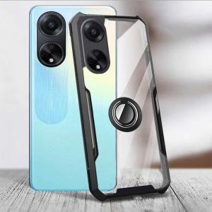 Casing Oppo A38 4G Silikon Hitam Black Premium Hybrid Tali Lanyard Ring Standing Hp Soft Case Handphone