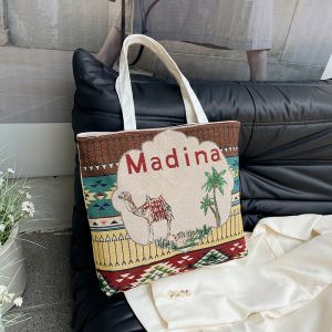 READY TAS MEKKAH MADINAH / OLEH OLEH HAJI UMRAH / TAS MAKKAH KANVAS PREMIUM / TOTE BAG BESAR TFW 00275