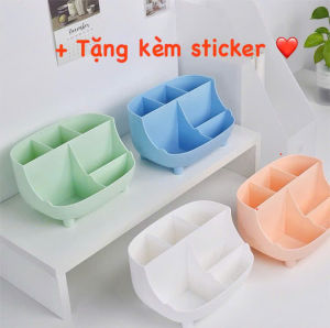 Khay 6 Ngăn Đựng Bút Viết + Tặng Kèm Sticker Dán Trang Trí Hộp Đựng Bút Để Bàn Lưu Trữ Văn Phòng Phẩm Dễ Thương.