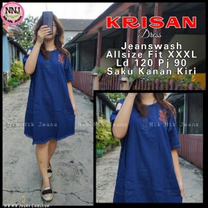 Sabrina Dress Jeans Krisan Jumbo XXL LD 120 Dress Lepis Mini Dress Jeans Korea Rawis Rit Shop