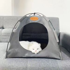 Pet tent foldable cat camping tent semi-closed outdoor cat tent cat litter kennel breathable nest pad factory