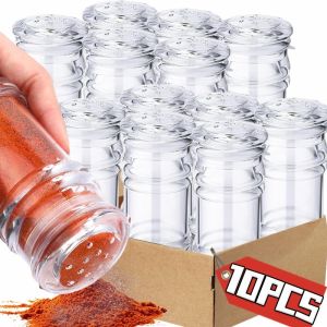 Clear Spices Bottle Salt Pepper Shakers Seasoning Containers with Perforated Lid Refillable Condiment Bottle Kitchen Powder Can