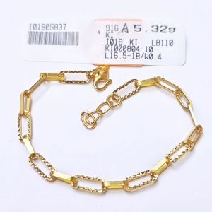 JIN JING RANTAI TANGAN PAPER CLIP EMAS 916 TULEN 5.32G/5.52G/6.00G