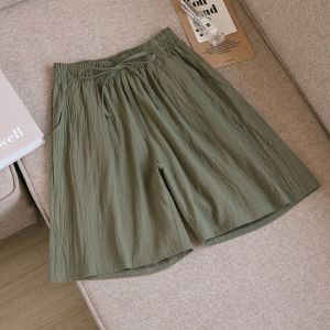 Womens Simple Korean Style Color Shorts M-3XL Pants 2021 New Summer Breathable Casual Mid-Waist Wide-Leg Cotton Pants Plus Size Shorts Daily Home Wear Shorts Sports Shorts