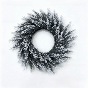 STARRY Evergreen Plastic Christmas Wreath Weather Resistant Snow Flocked Christmas Pine Wreath Festival Decor Artificial Pine Christmas Round Wreath Christmas Decor