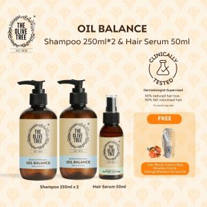 The Olive Tree - Oil Balance Shampoo 250ml*2 & Hair Serum 50ml Set For Oil Control / Hair Loss  / Dandruff