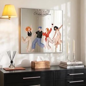FFBH Modern Decorative Painting Living Room Luxury Wall Makeup Mirror Ornaments Aesthetic Art Wall Mirror Painting Interior Decor 7P3H9