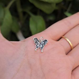Q2373 Charm treo Bạc Thái 925 bươm bướm hồ điệp 14x15mm làm mặt dây chuyền hoa tai - Phong Thuỷ TUDO P