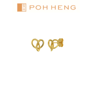 Poh Heng Jewellery 22K Heart Earrings in Yellow Gold[Price By Weight]