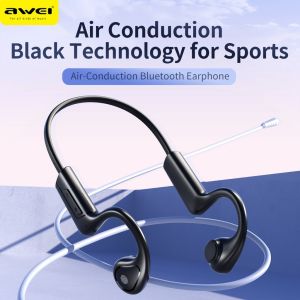 Awei A886BL Wireless Air Condunction Earphone sports HiFi Bluetooth 5.2 earbuds 7 hours long time light snug wear headphone for running gaming