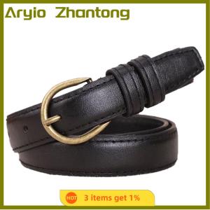 Aryio Women Square Buckle Pin Buckle Jeans Black Belt Ladies Vintage Strap PU Leather