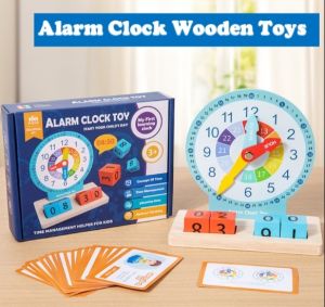 Wooden Clock Hour Minute Alarm Kids Math Early Learning Educational Teach Children Puzzle Montessori Toys Mainan Belajar 3406