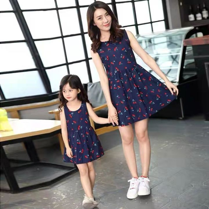 Family Clothing Mother Daughter Dress Clothes Set Mom Girl Floral Print O Neck Sleeveless Family Matching Dress Lazada