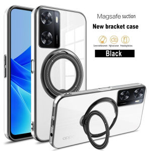 For Oppo A A79 A2 5G 2024 2023 Casing Transparent Plating Case Shockproof Ring Bracket Stand Holder Full Camera Protection Cover