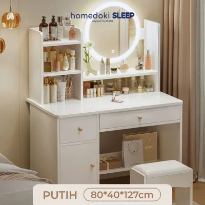 Homedoki Meja Rias Minimalis/Meja Rias Led/Meja Rias Lampu/Meja Rias Aesthetic/Meja Rias Sliding/Meja Make up