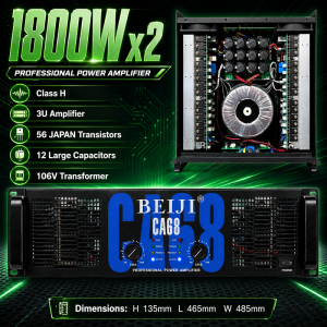 BEIJI CA68 Professional amplifier two channels 1800W high-power 8 ohms audio amplifier