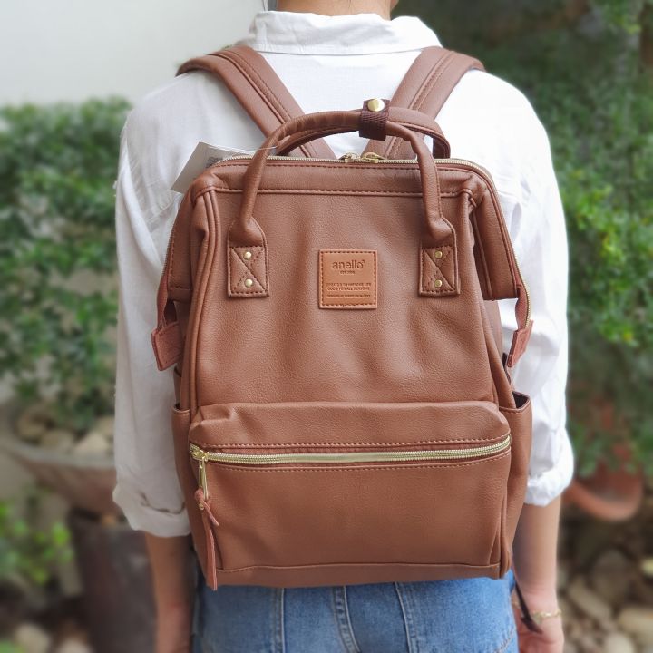 Guaranteed Original A.N.E.L.L.O Japan PU Mini Leather Backpack Rucksack Brown Lazada PH