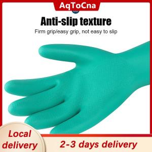 [COD] AqToCna Ship within 24 hours 1Pair Thick Nitrile Gloves - Chemical Acid Resistant Waterproof Long Sleeve Gloves For Gardening Chemical Painting Latex Free