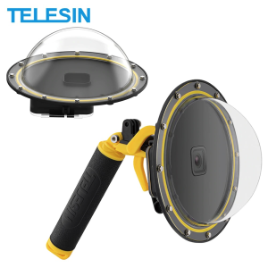 TELESIN Dome Port Waterproof Protective Housing Case + Floating Hand Grip Trigger for GoPro HERO 13 12 11 10 9 BLACK