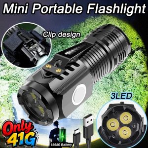 🎉𝐒𝐆 𝐋𝐨𝐜𝐚𝐥🎉Mini Rechargeable 3LED Flashlight Portable Flashlight Intelligent Power Display for Camping Fishing Hiking