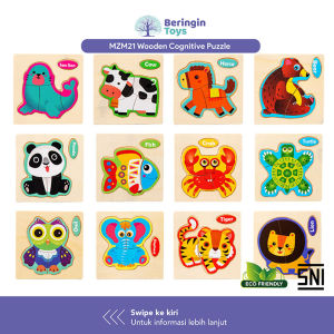 Beringin Toys Mainan Edukasi - Wooden Cognitive Puzzle / Mainan Mengenal Bentuk / Simple Puzzle / Mainan Montessori / Puzzle Balita