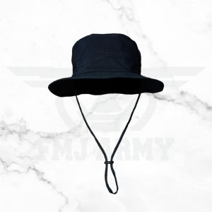 Topi Rimba Lapangan Warna Hitam Bahan Ripstop Tanpa Perekat / Velcro - Quickdry