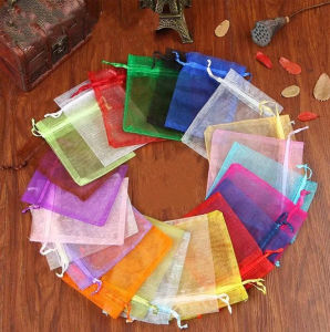5pcs | Mesh Drawstring Pouch Small Size Candy Jewelry Wedding Party Gift Packaging Organza String Storage